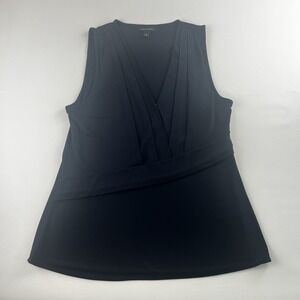 Banana Republic Women's Navy Blue V-Neck Short Sleeve Blouse Top Sz S Business